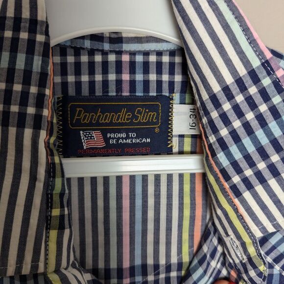Vintage Panhandle Slim Men’s Pearl Snap Western Shirt, Striped, Size 16-34 - Picture 6 of 9